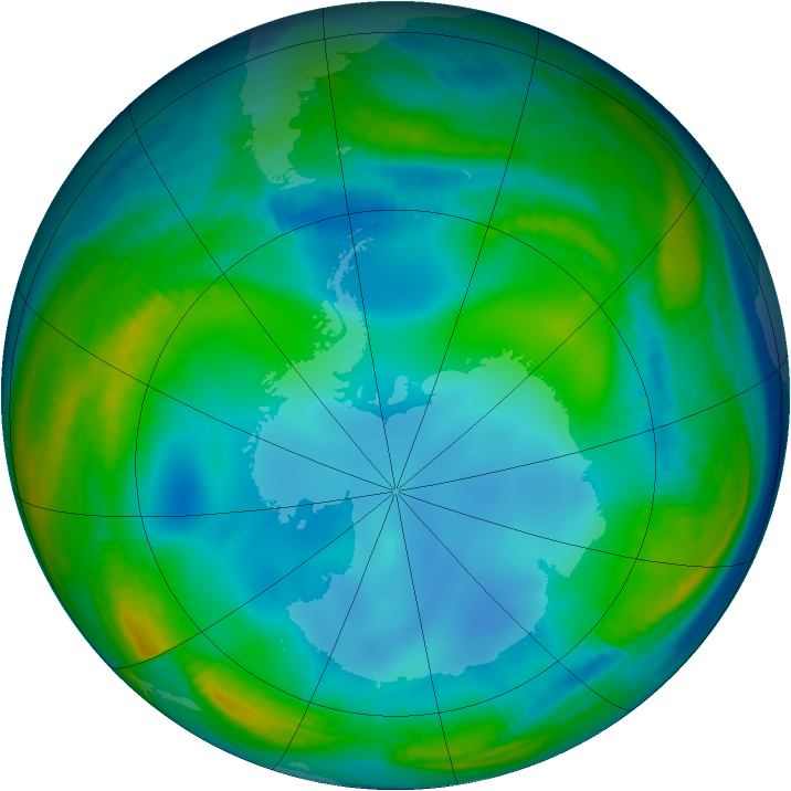 Antarctic ozone map for 01 July 1985